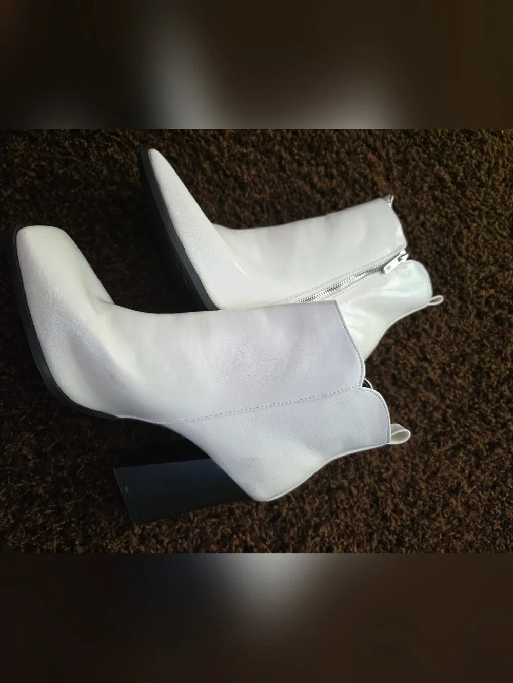 White Patent Ankle Boots with Side Zip